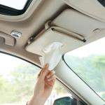 Car Sun Visor Tissue Box | PU Leather | Black & Beige