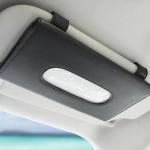 Car Sun Visor Tissue Box | PU Leather | Black & Beige