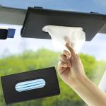 Car Sun Visor Tissue Box | PU Leather | Black & Beige